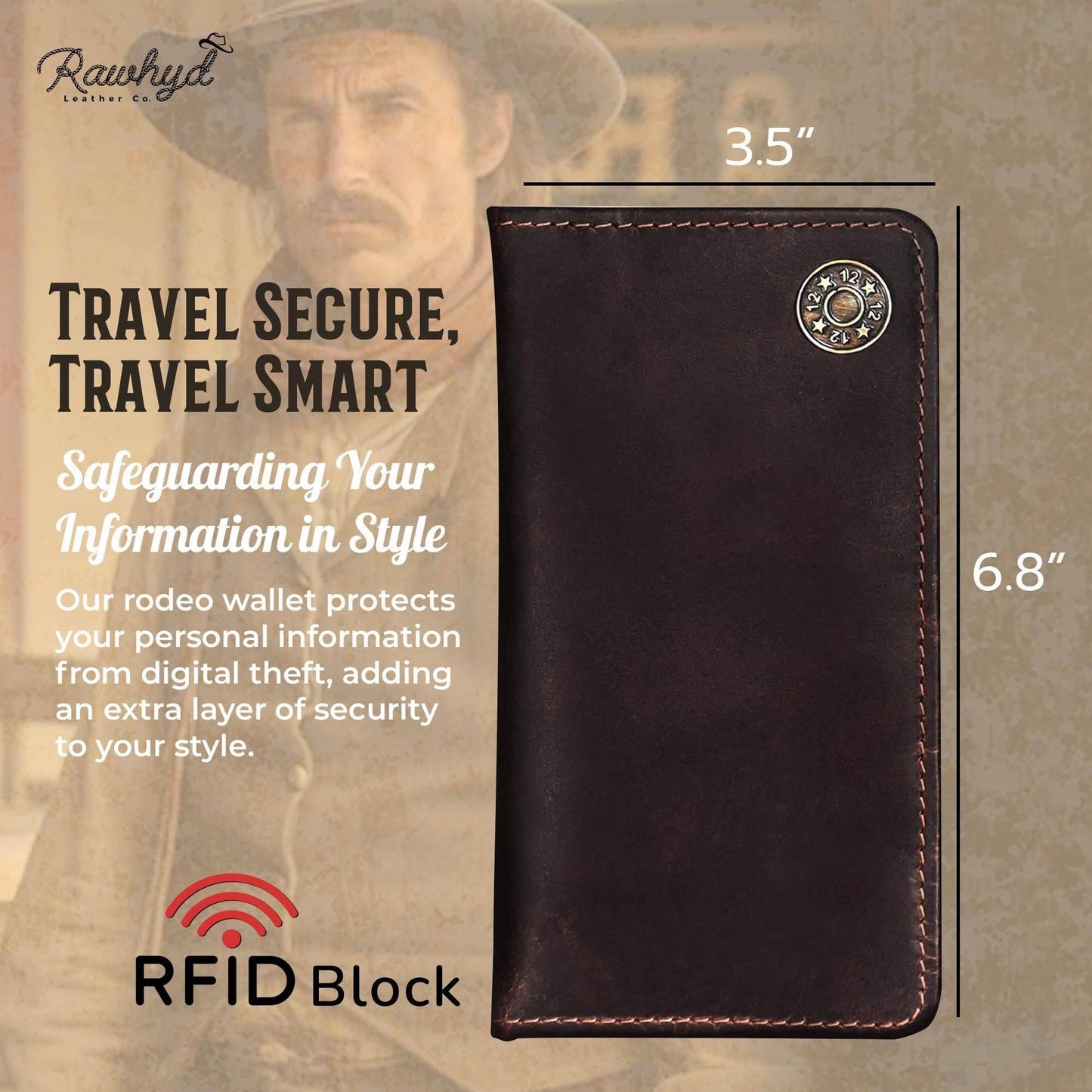 Shotgun Shell Hunting Wallet - Full-Grain Leather Long Wallets for Men - RFID Blocking Wallet – Western Wallets for Men w/ 8 Card Slots & Money or Checkbook Sleeve