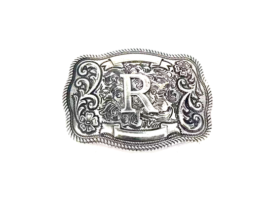 Western Filigree Initial Belt Buckle: R