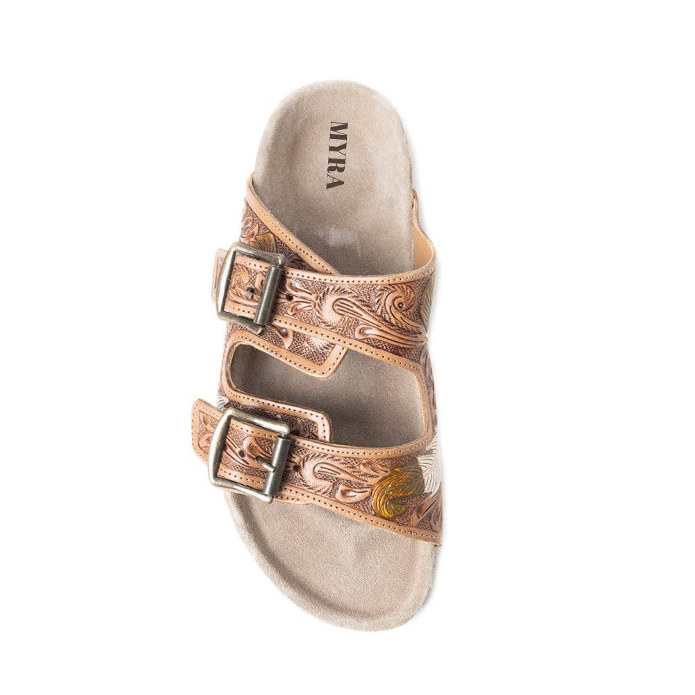 Falling Feather Sandals In Dark Brown: Dark Brown / 8