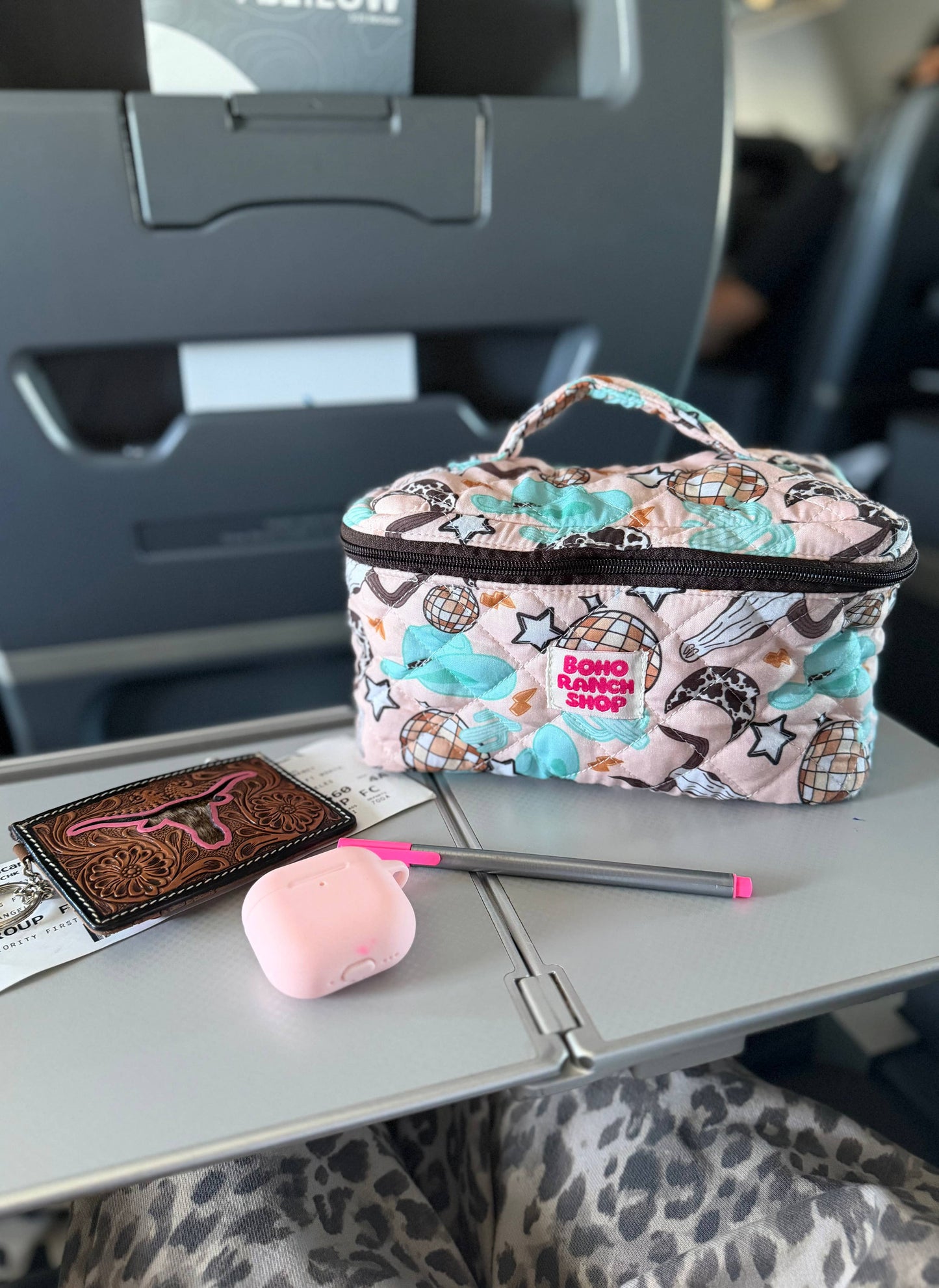 Quilted Western Makeup Bag  | Cowgirl Cosmetic Bag Fabric : RODEO BARBIE