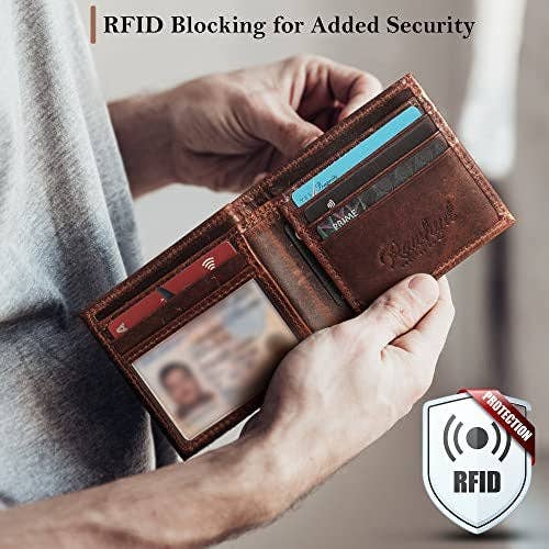 Shotgun Shell Hunting Wallet - Full-Grain Leather Wallets for Men - RFID Blocking Wallet – Western Wallets for Men w/ 7 Card Slots – Slim & Durable Mens Western Wallet - Great Hunting Gifts for Men