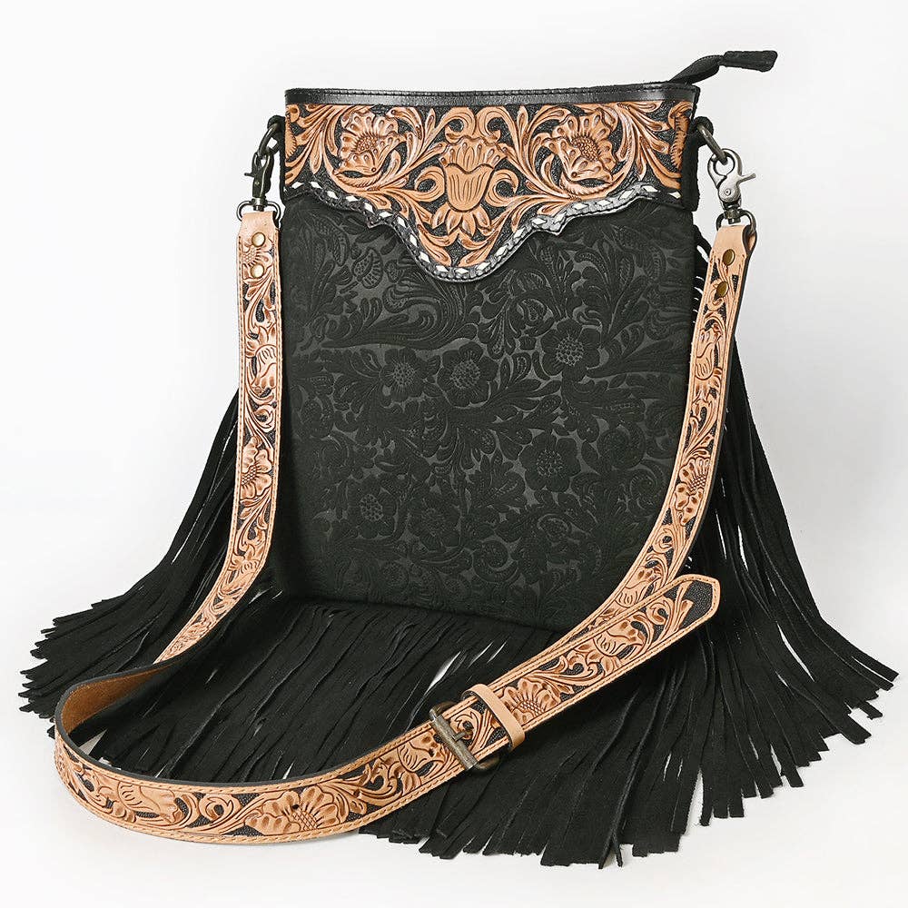 Black Messenger Genuine Western Leather Women Bag Freda: ADBGS192DM1D
