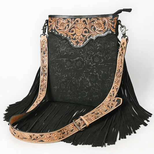 Black Messenger Genuine Western Leather Women Bag Freda: ADBGS192DM1D