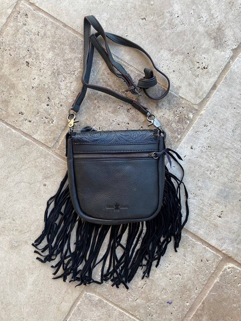 THE LEXIE CROSSBODY - BLACK - Laser Cut Crossbody Purse: Medium