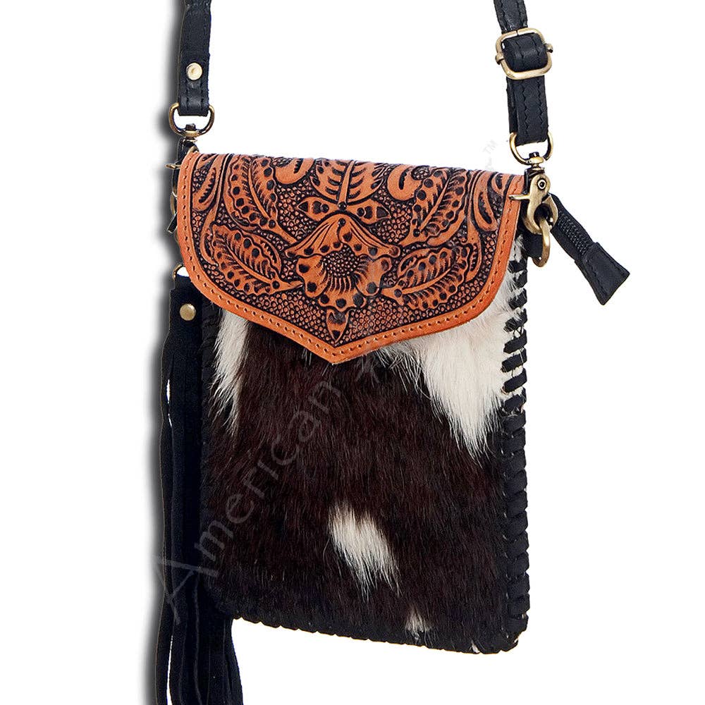 ADBGD115 Crossbody Hair-On Genuine Western Leather Women Bag: Cowhide will vary