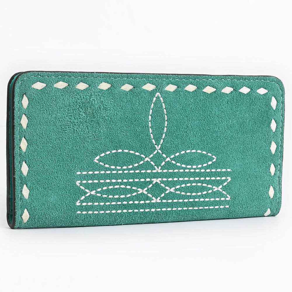 Genuine Suede Clutch Bag | Western Boot Stitched Wallet: ADBG1687D