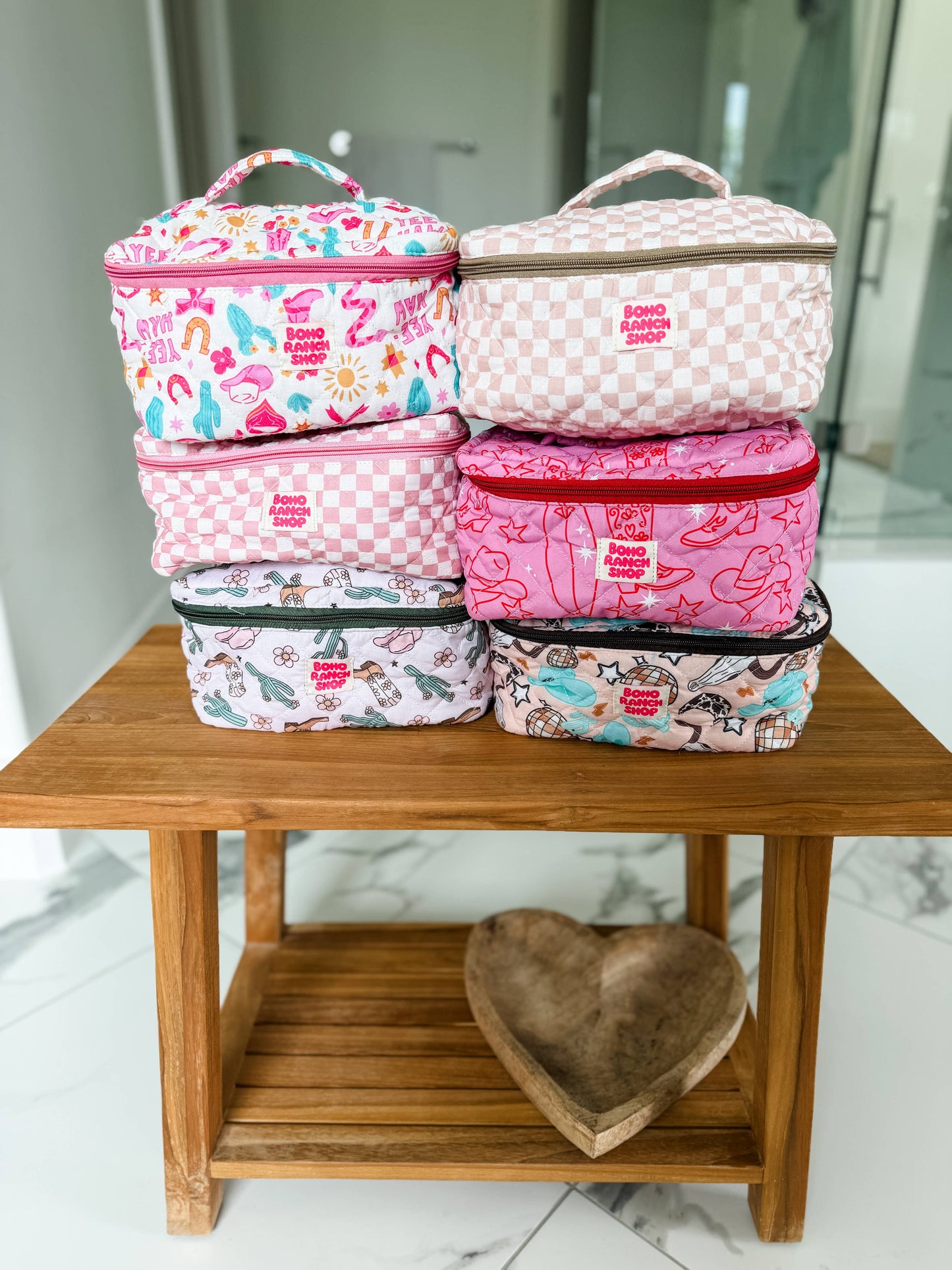 Quilted Western Makeup Bag  | Cowgirl Cosmetic Bag Fabric : RODEO BARBIE