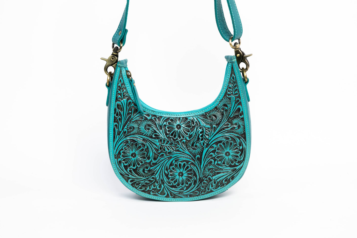 Turquoise Half-Moon Leather Shoulder Bag ABHB 18-25210