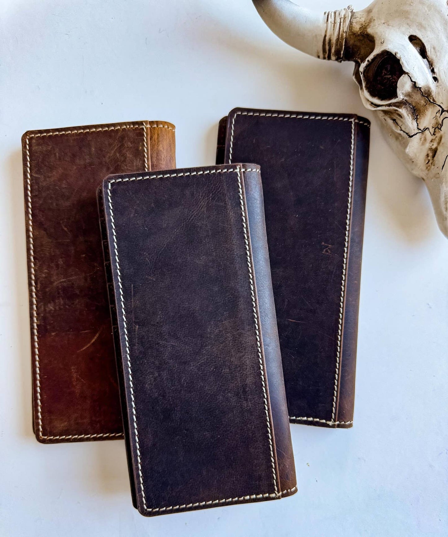 Western Genuine Tooled Leather Bi-Fold Wallet : TAN