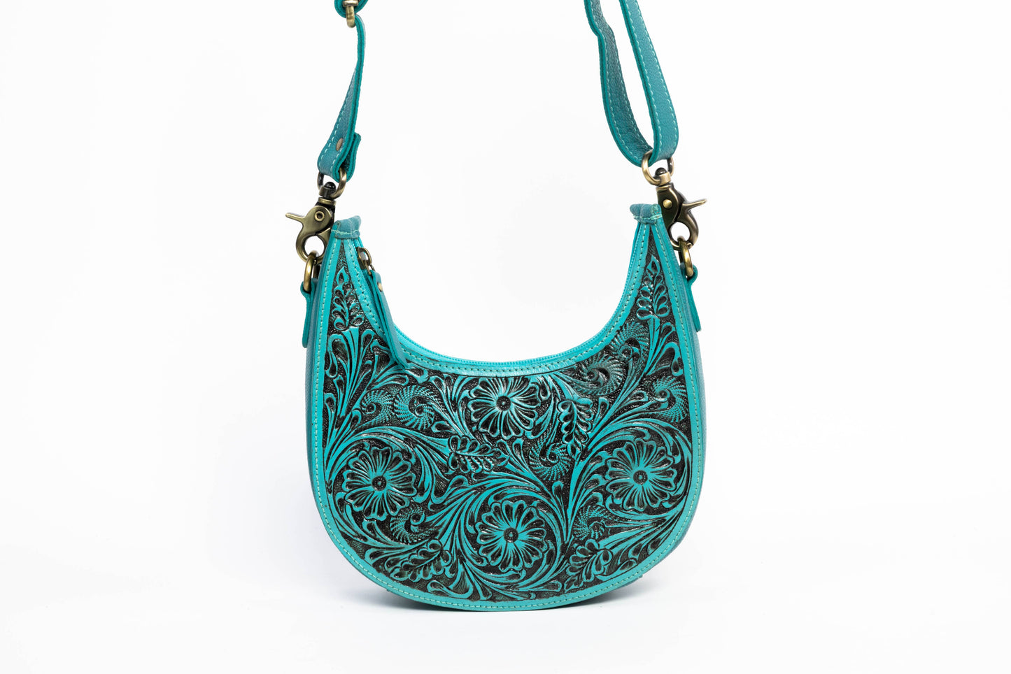 Turquoise Half-Moon Leather Shoulder Bag ABHB 18-25210