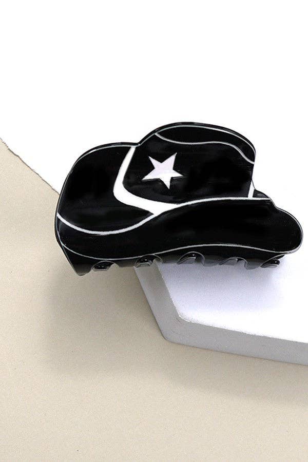 WESTERN COWGIRL BOOT HAIR CLAW CLIPS  40H569: COW WHITE