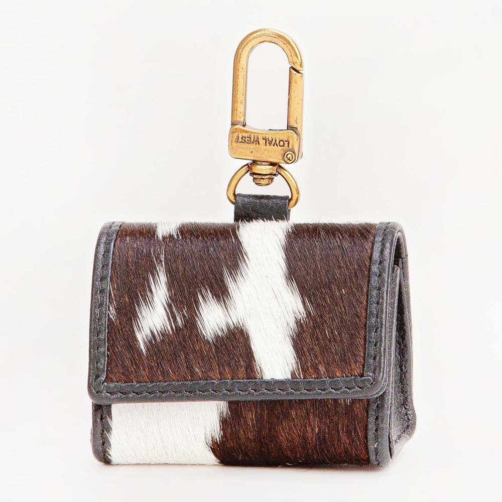 Loyal West Gloriana Clip On Bag Charm Black And White: Black And White Cowhide / Single