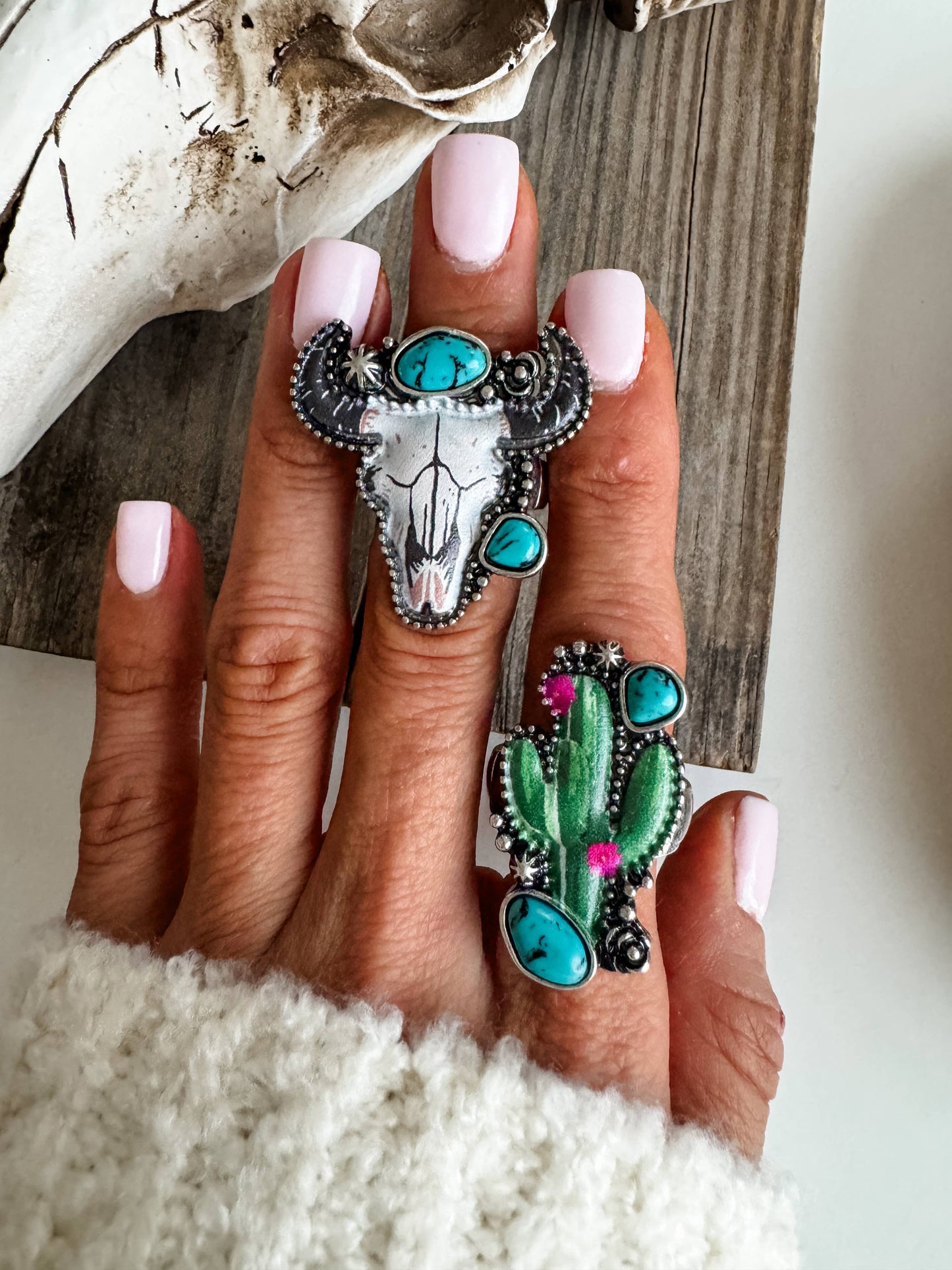 Western Pendant Adjustable Ring - Cactus | Steer : CACTUS