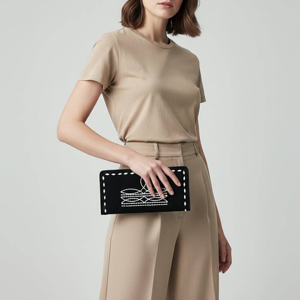American Darling Black Genuine Suede Wallet Bag: ADBG1687A