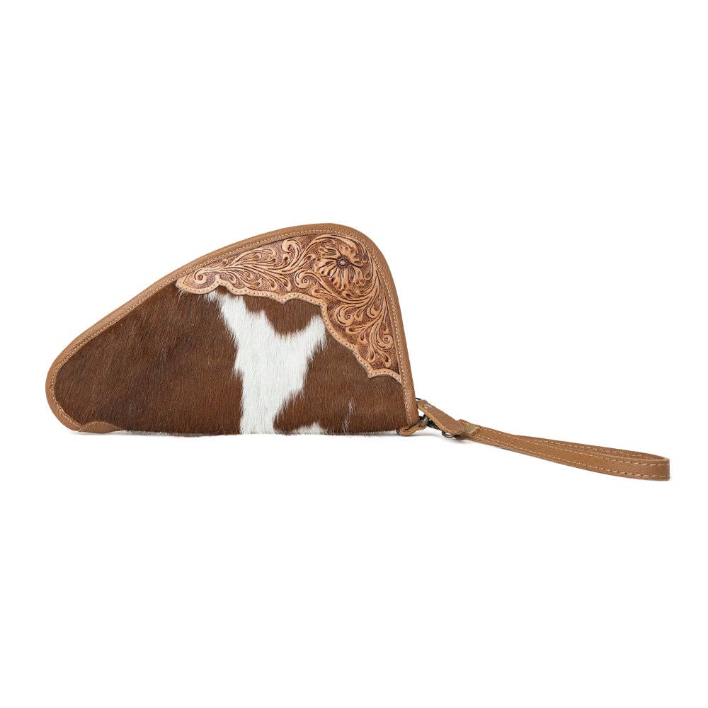 Cinder Oak Handtooled Hairon Leather Gun Case in Sunlit Sand: Sunlit Sand
