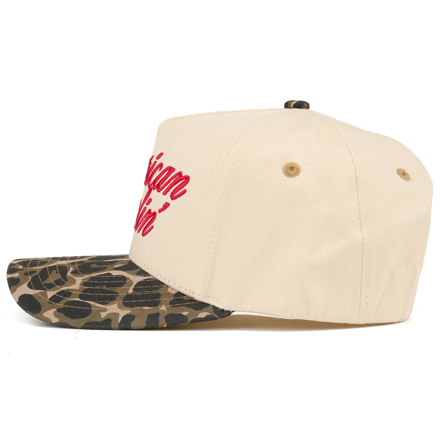 C.C AMERICAN DARLIN' Letter on Two Tone Trucker Hat: Leopard