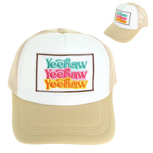 Western Yeehaw Mesh Backing Baseball Cap : Ivory