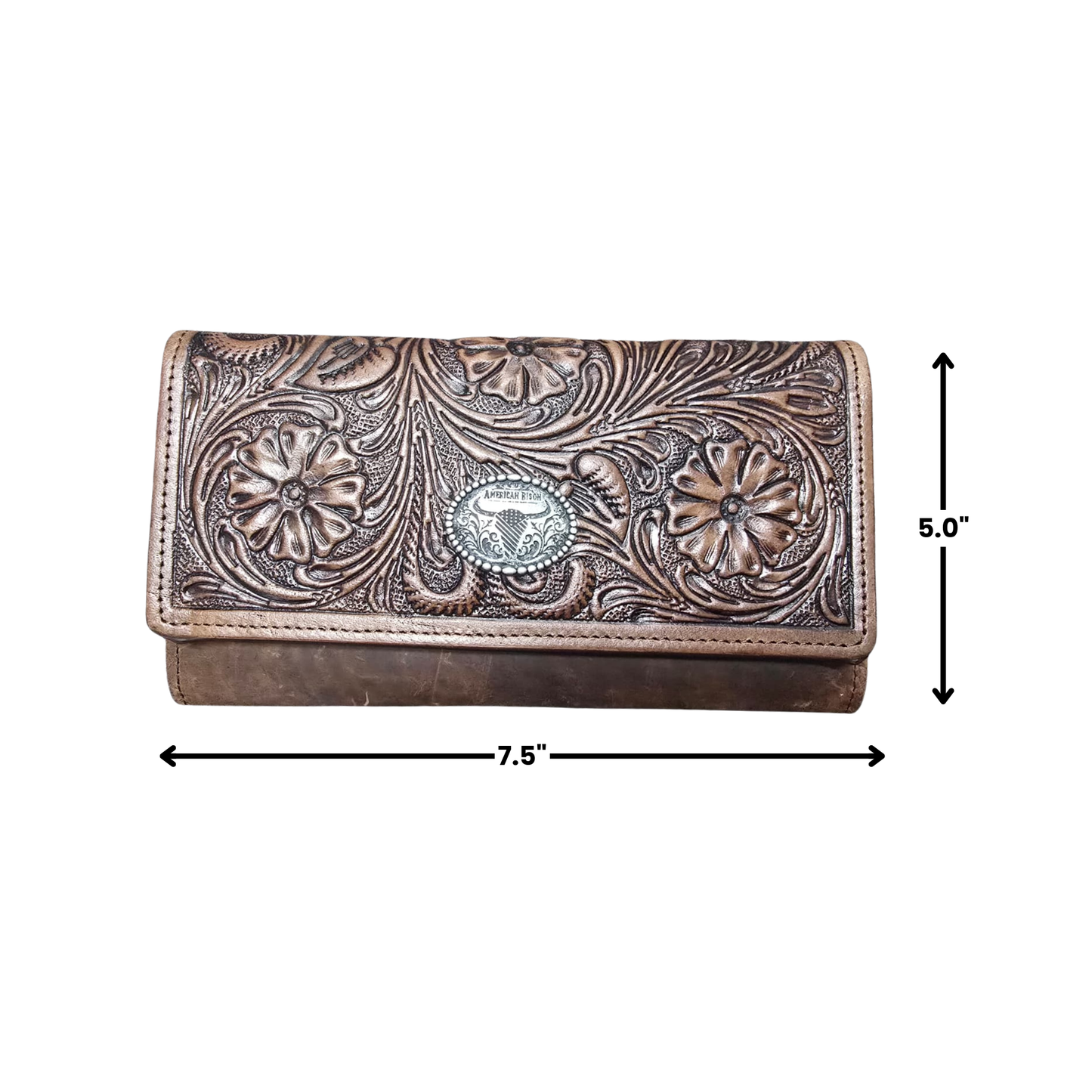 Women’s Brown Leather Wallet Floral Filigree ABLW 18-25203