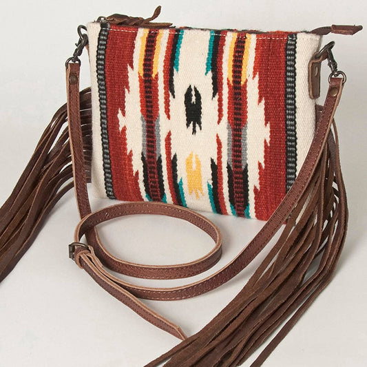 ADBG236 American Darling Cross body Bag with Woven Saddle Blanket & Fringes: ADBG236AX