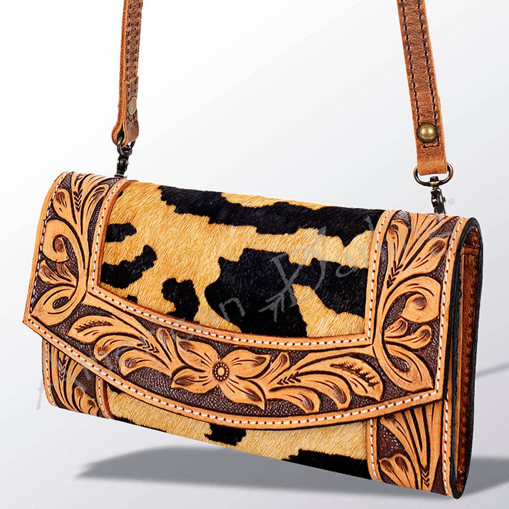 ADBG518 Cowhide Wallet Bag with Turquoise Hand-Painted Leather Accents: ADBG518JAU