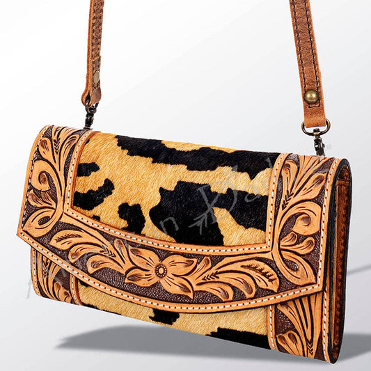 ADBG518 Cowhide Wallet Bag with Turquoise Hand-Painted Leather Accents: ADBG518JAU