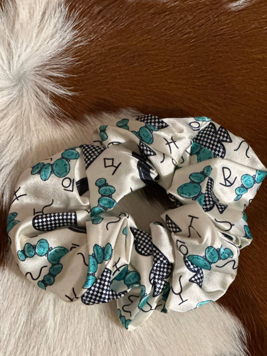 Cattle branded spades scrunchie