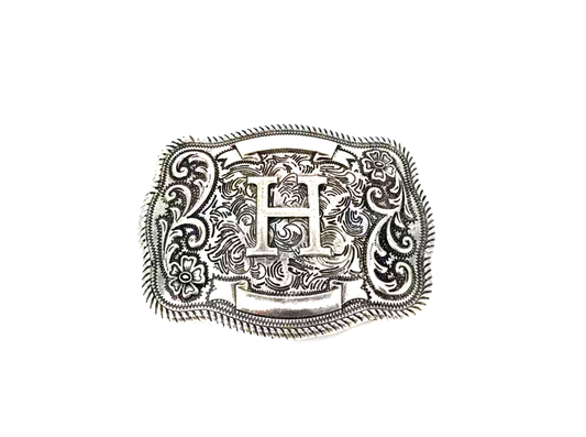 Western Filigree Initial Belt Buckle: H