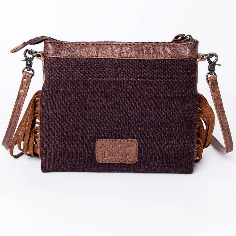 ADBG236 American Darling Cross body Bag with Woven Saddle Blanket & Fringes: ADBG236AT