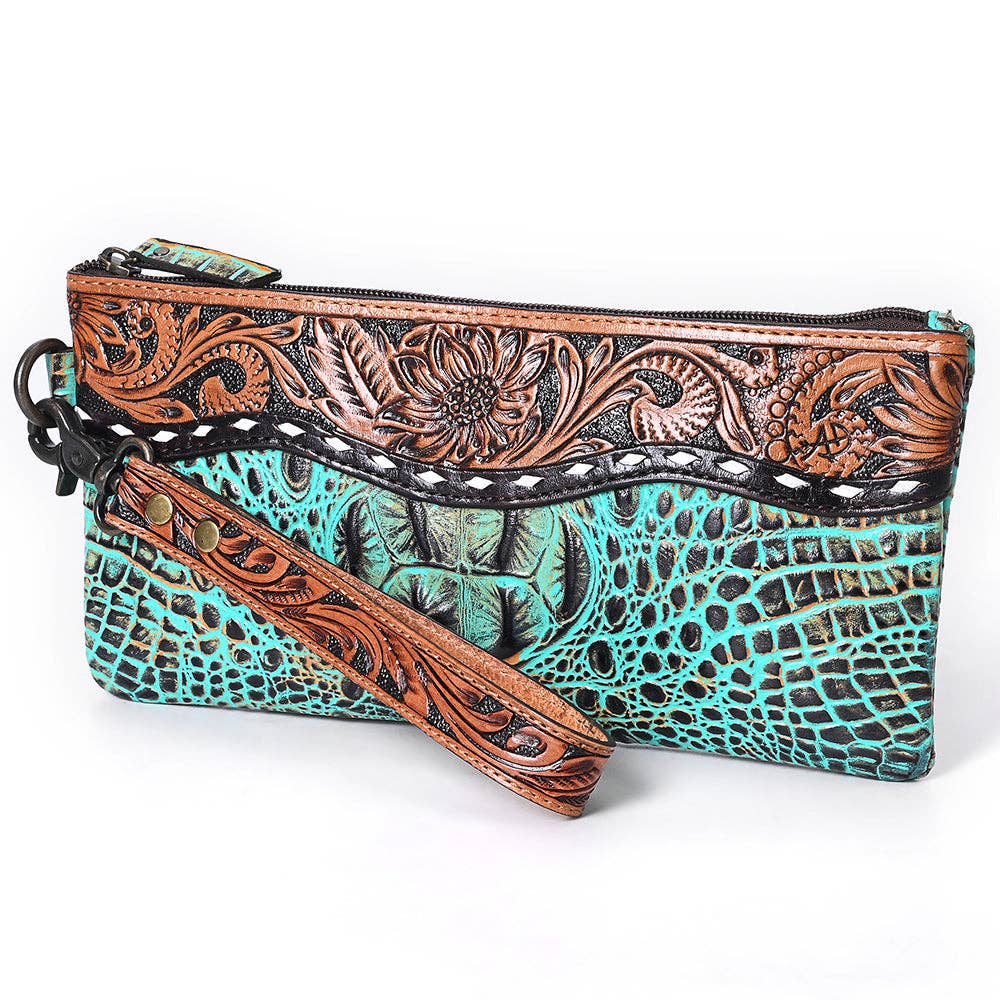 ADBG1616 American Darling Western Leather Wristlet Bag with Hand-Tooled Detailing & Premium Craftsmanship: ADBG1616
