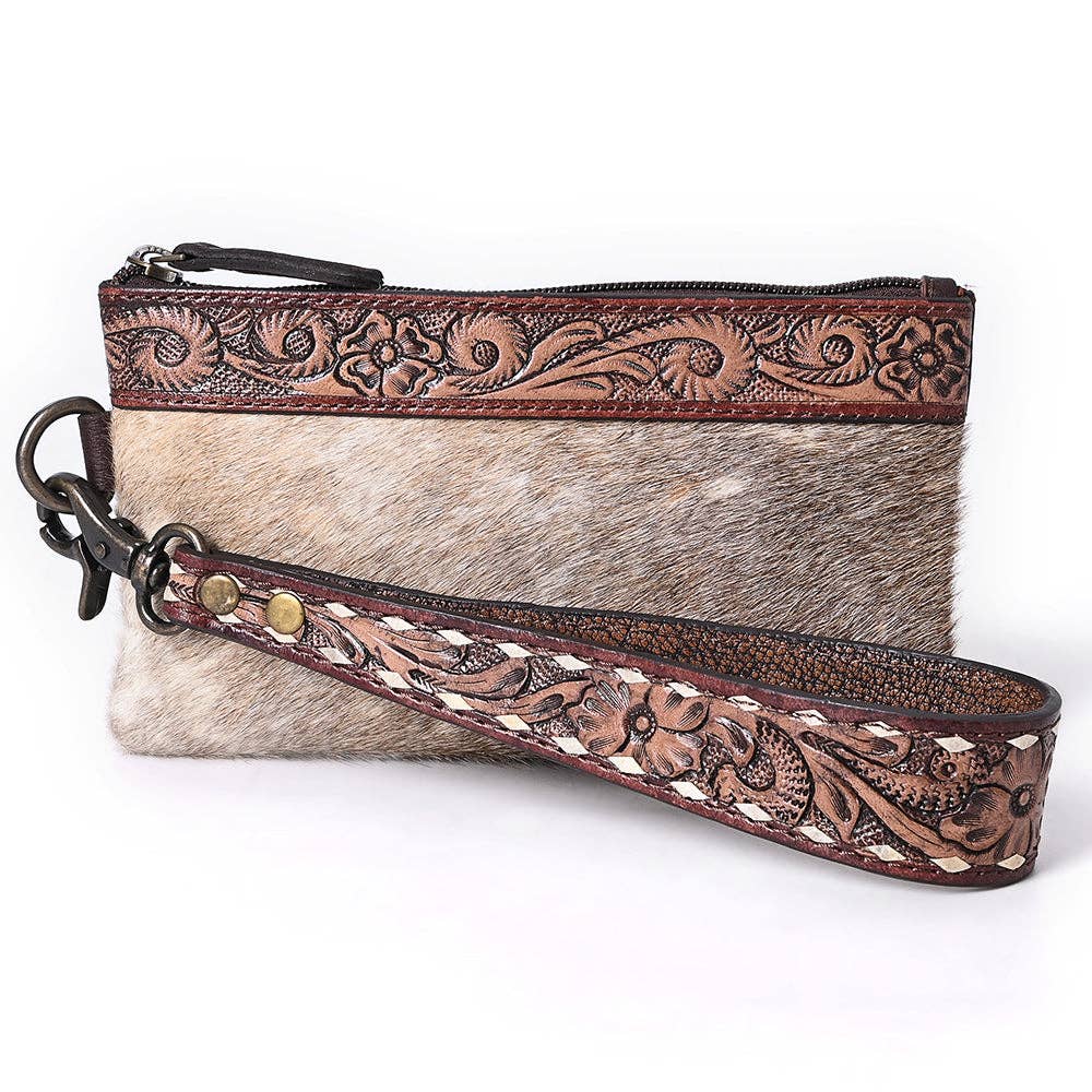 The Rodeo Leather with Cowhide Wristlet - KBG275 A