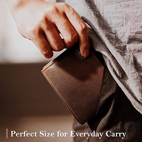 Shotgun Shell Hunting Wallet - Full-Grain Leather Wallets for Men - RFID Blocking Wallet – Western Wallets for Men w/ 7 Card Slots – Slim & Durable Mens Western Wallet - Great Hunting Gifts for Men