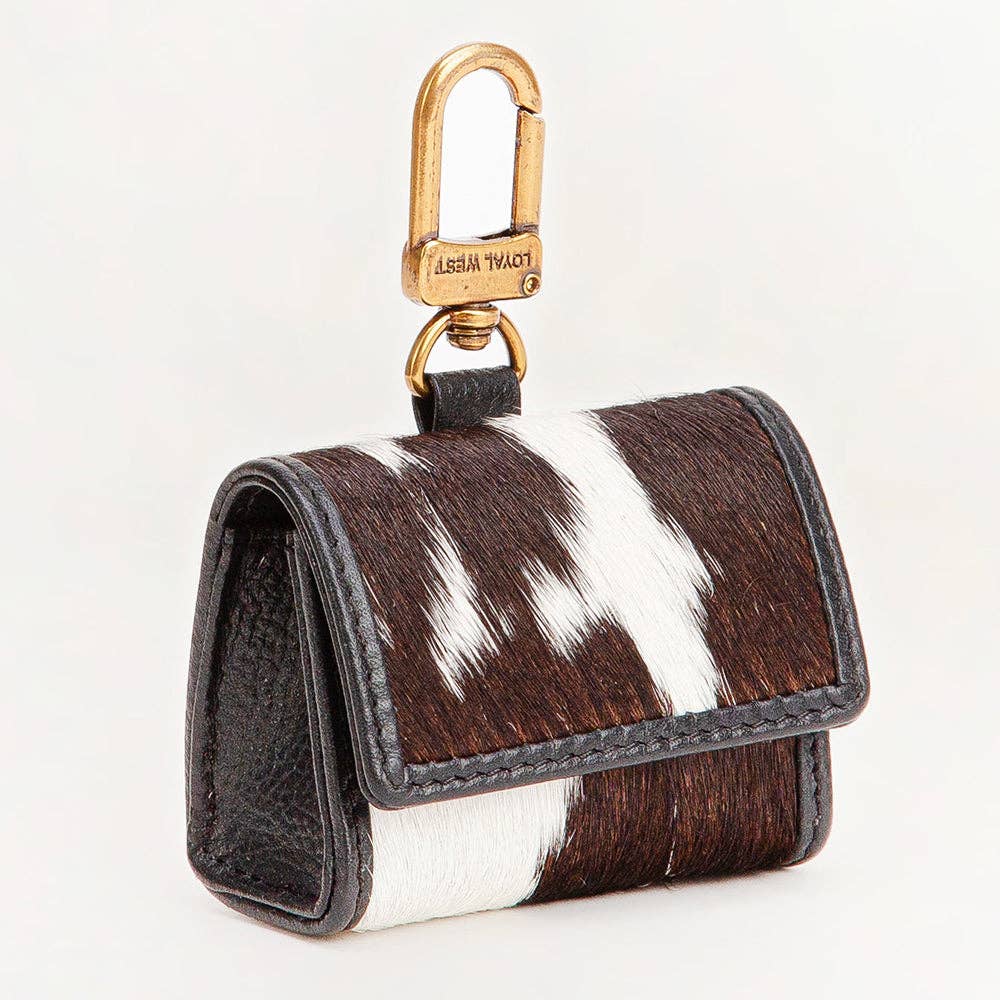 Loyal West Gloriana Clip On Bag Charm Black And White: Black And White Cowhide / Single