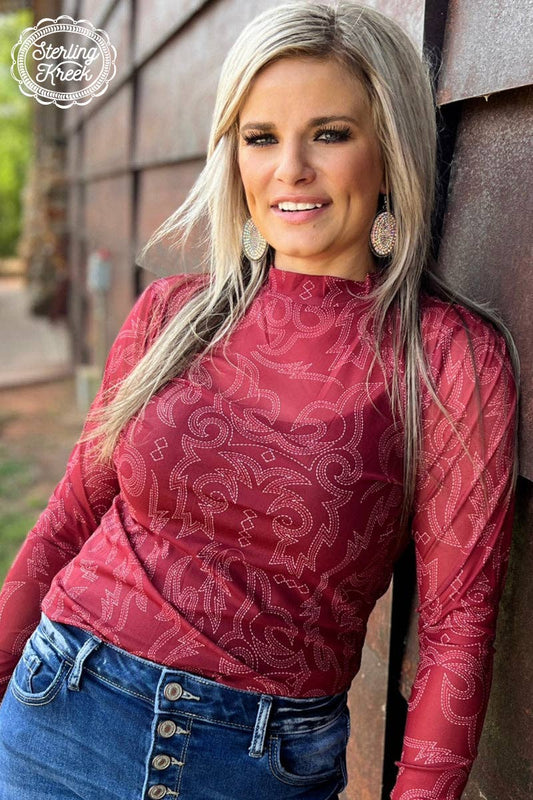 Bonfire Nights Mesh Top Maroon