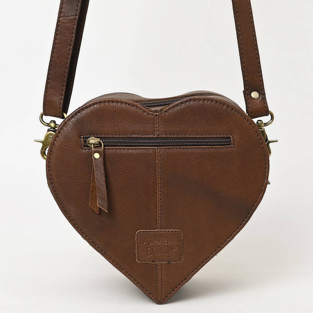 ADBGA430 American Darling Canteen Hand-Tooled Leather Crossbody Bag Western Floral Design: ADBGA430A