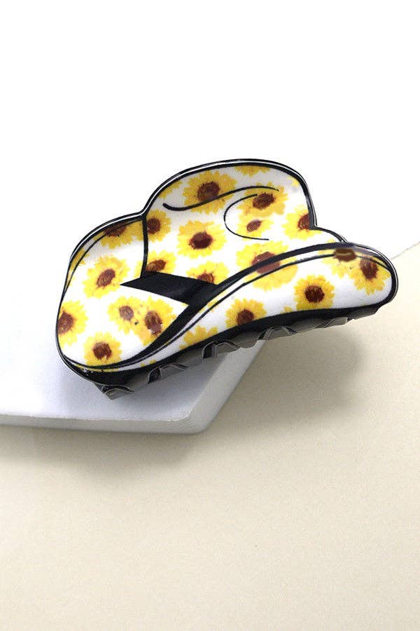 WESTERN COWGIRL BOOT HAIR CLAW CLIPS  40H569: COW WHITE