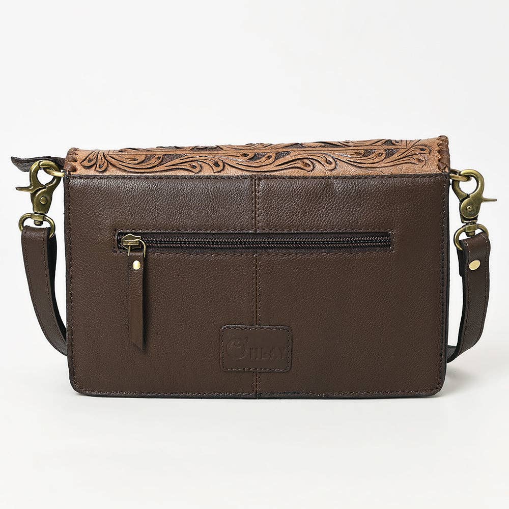 The Western Whirl-Genuine Leather Tooled Handbag: OHA119