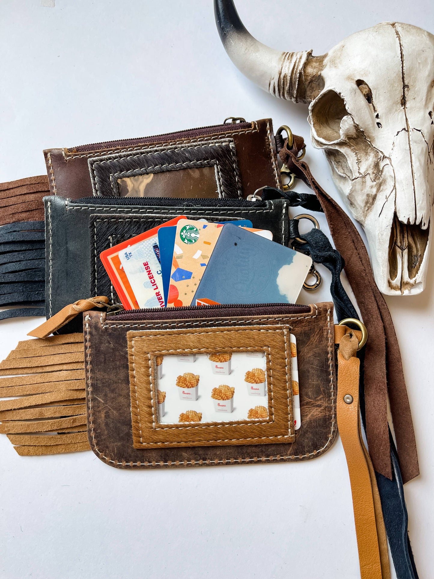 Kenzie Western Keychain ID Leather Wallet: BROWN LEATHER