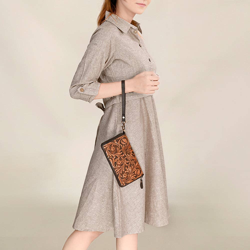 OHA129 Clutch Genuine Leather women bag western Bag: OHA129B