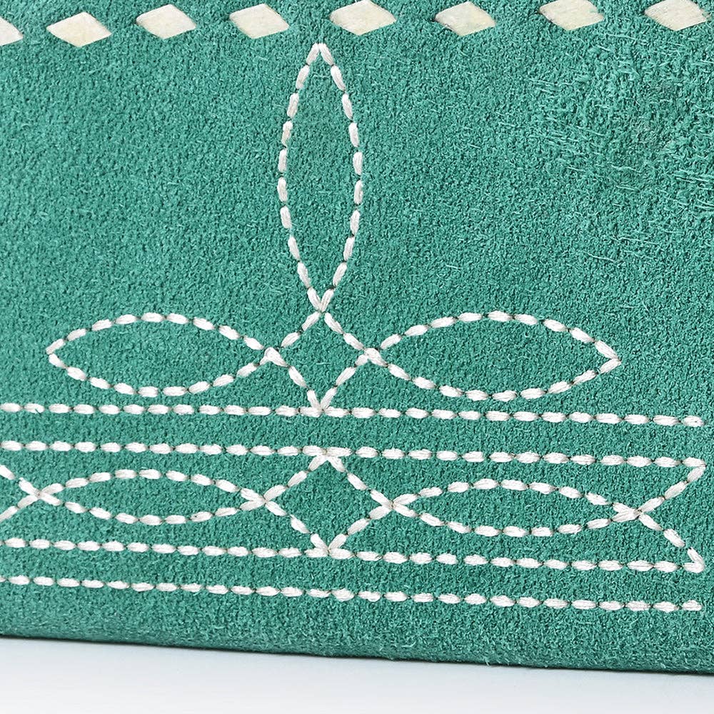 Genuine Suede Clutch Bag | Western Boot Stitched Wallet: ADBG1687D