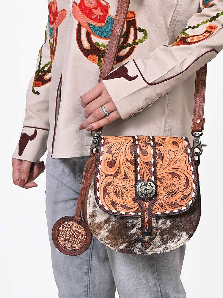 ADBG1222 Crossbody Genuine Western Leather Women Bag Annie: ADBG1222B
