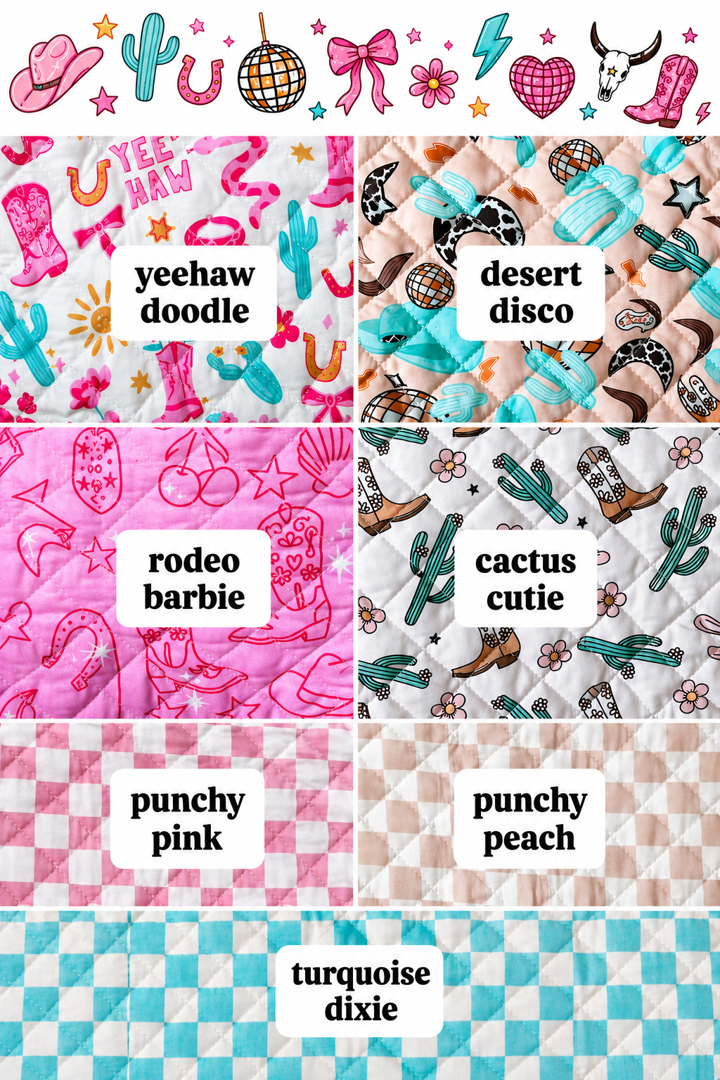 Fabric Accessory Pouch, Western Makeup Bag, Cosmetic Bag: YEEHAW DOODLE