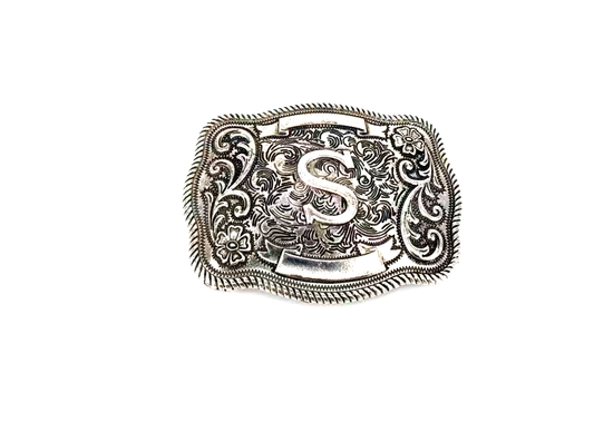 Western Filigree Initial Belt Buckle: S