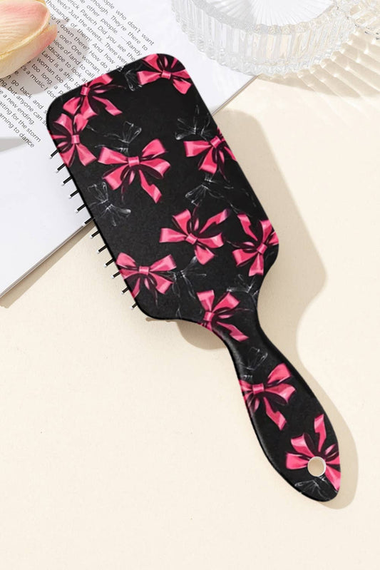 LDC Cute Ribbon Bow Print Air Cushion Comb: Black / ONE SIZE