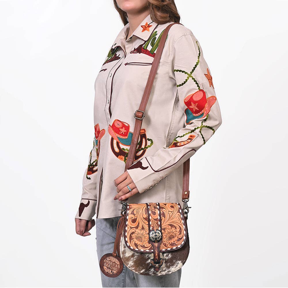 ADBG1222 Crossbody Genuine Western Leather Women Bag Annie: ADBG1222B