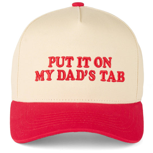 C.C PUT IT ON MY DAD'S TAB Letter Trucker Hat: Red