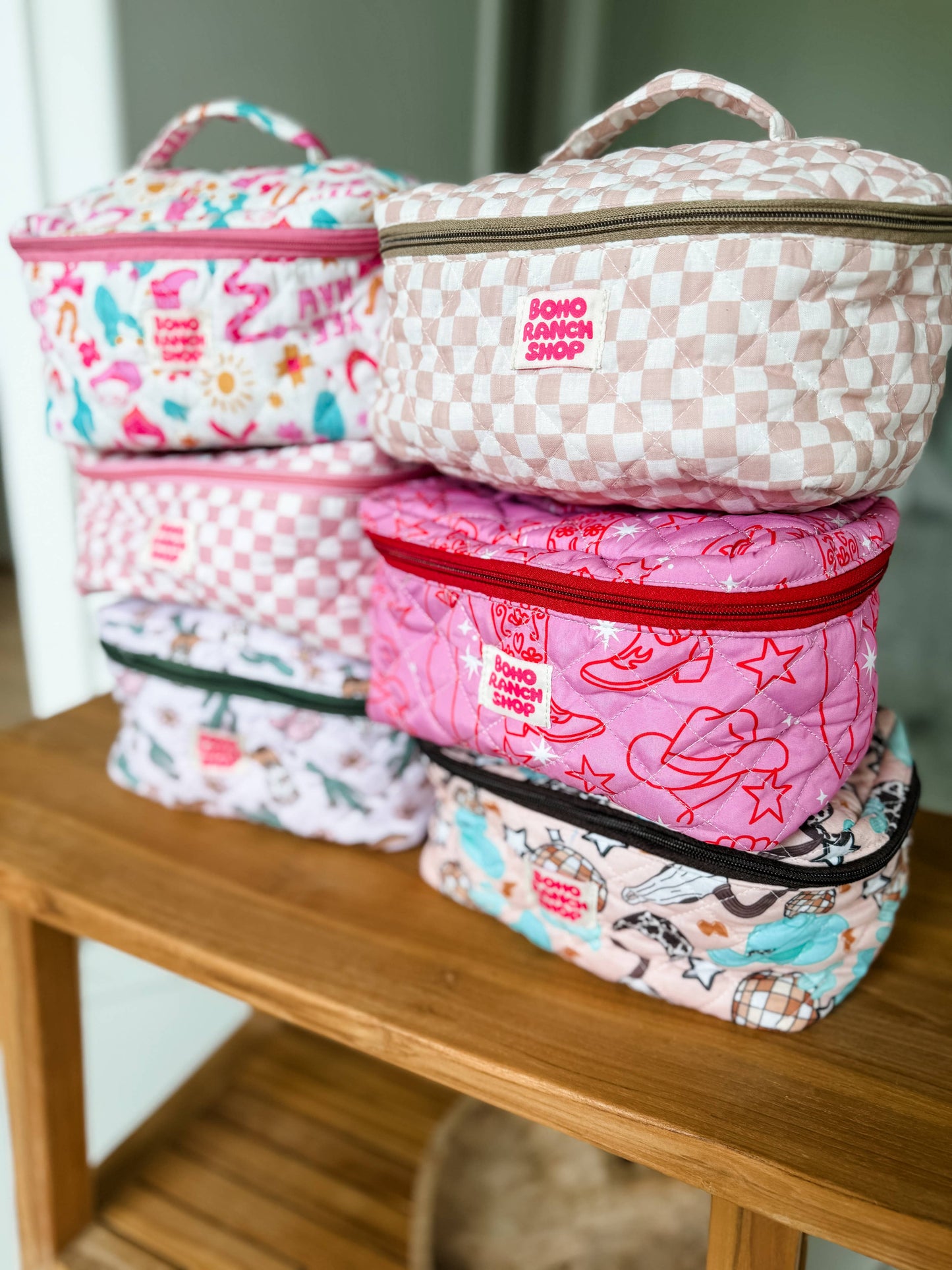Quilted Western Makeup Bag  | Cowgirl Cosmetic Bag Fabric : RODEO BARBIE