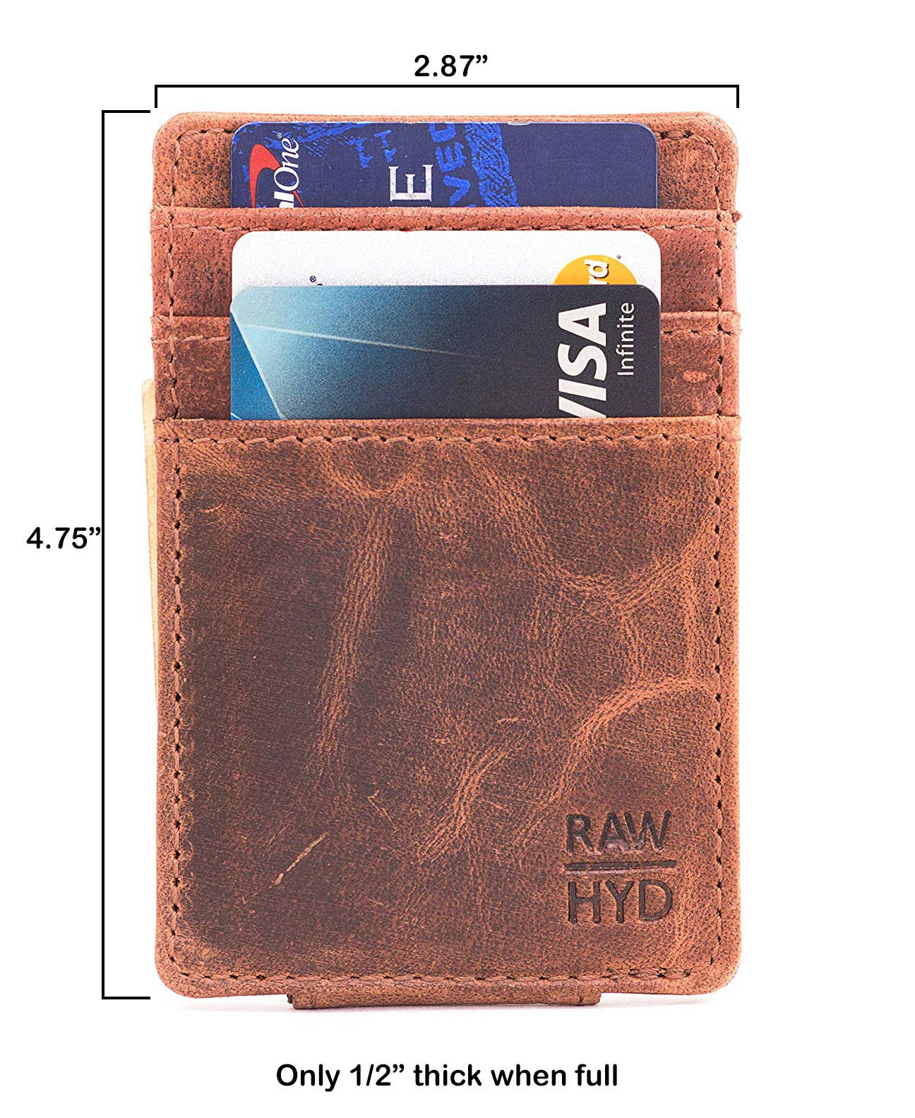 Leather Money Clip Wallet (Hunter Brown)