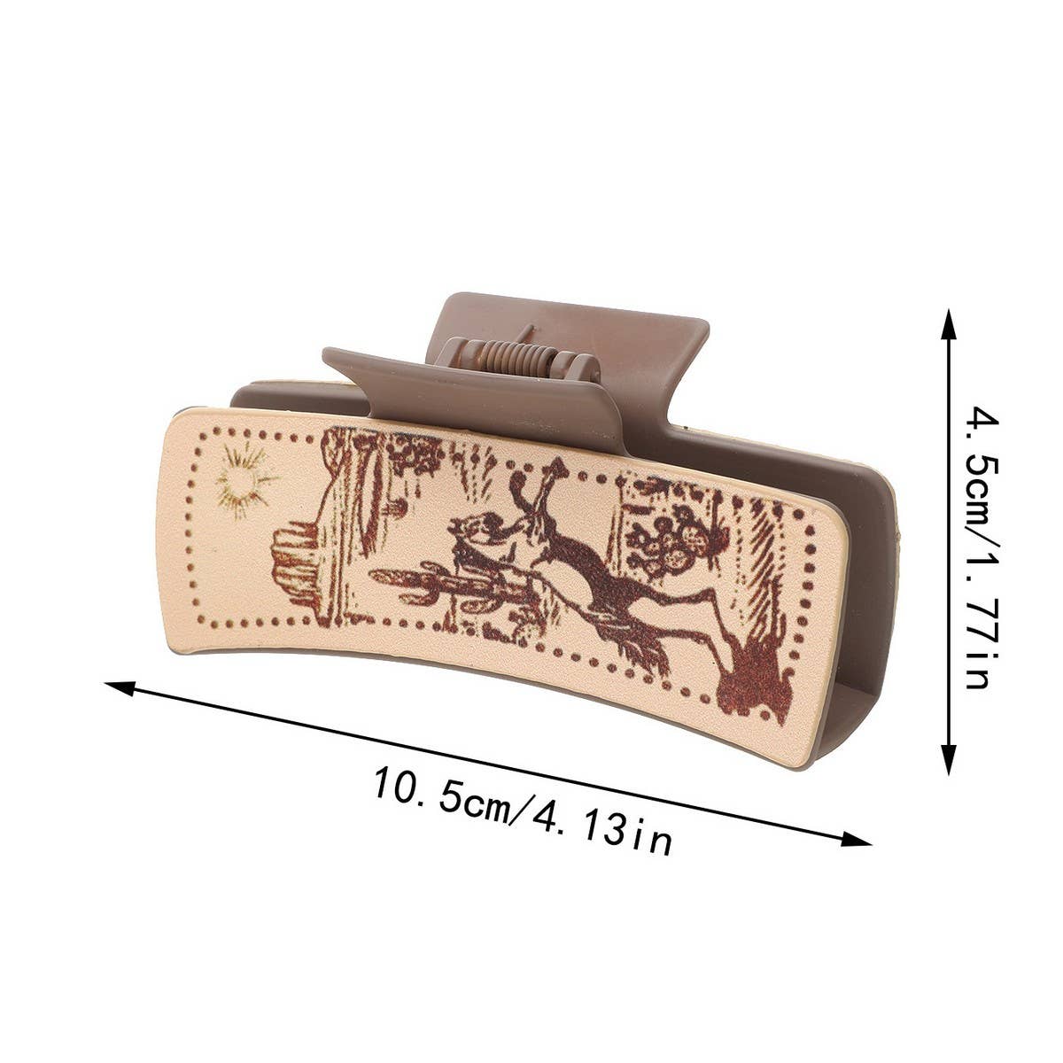 Cactus Print Leather Hair Claw Clip, Western Style_CWAHA0606: TYPE1 / (OS) 3